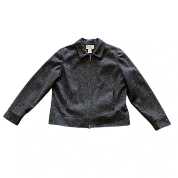 Eddie Bauer Vintage Gray Wool Silk Blend Jacket Double Zip Pockets Women’s Large - Picture 3 of 12